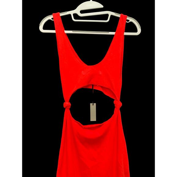 LOVERS and FRIENDS Ribbed Red Cut Out Body-Con MARTA Cut Out Dress Sz SML - Picture 8 of 12